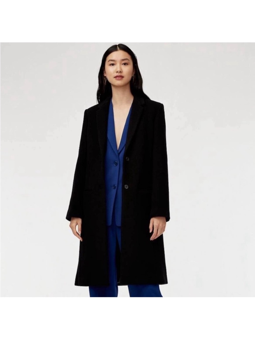 Aritzia Joshua (old version of Stedman) Black Long Wool-Blend peacoat